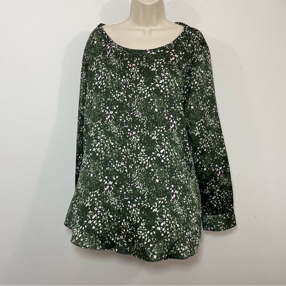 NWT Banana Republic blouse size XL green pink speckled long sleeve - Picture 1 of 8